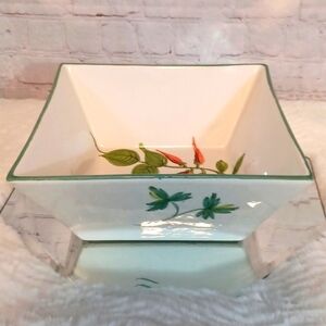 Manner Vintage Hand Painted Hot Peppers  Square Bowl  From Italy 10 Wx5 Deep